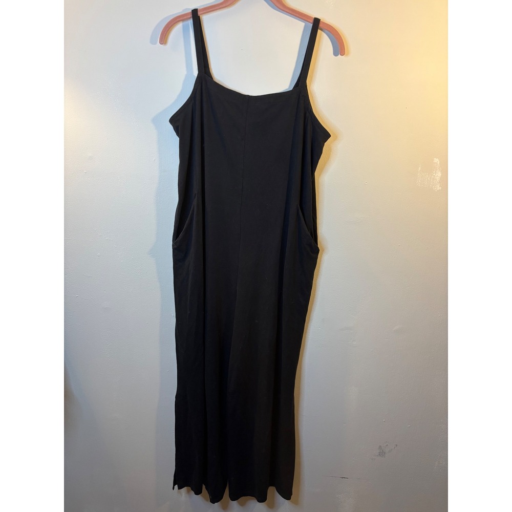 Eileen Fisher Black Tencel Wide Leg Cropped Jumpsuit Petite M